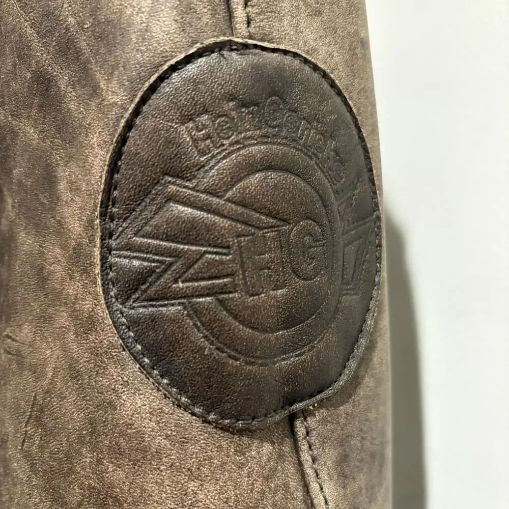 Vintage 1980s Hein Gericke Leather Bomber Flight Jacket Men's Size L Brown Map